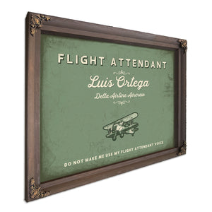 Personalized Flight Attendant Sign, Do Not Make Me Use My Flight Attendant Voice, Sage & Forest, image 7