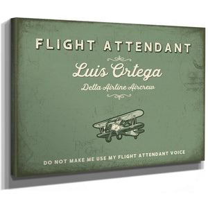Personalized Flight Attendant Sign, Do Not Make Me Use My Flight Attendant Voice, Sage & Forest, image 8