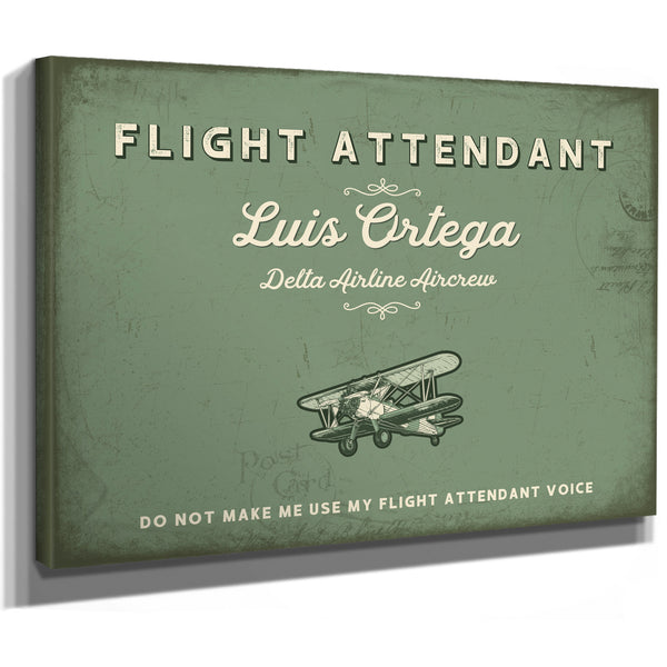 Personalized Flight Attendant Sign, Do Not Make Me Use My Flight Attendant Voice, Sage & Forest, image 8