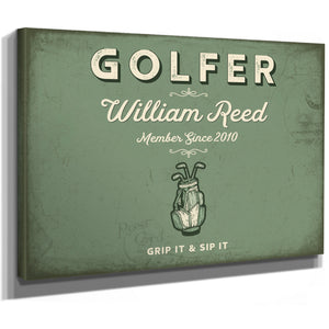 Personalized Golfer Sign, Grip It & Sip It, Sage & Forest, image 8