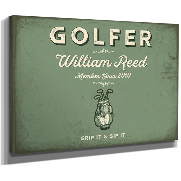 Personalized Golfer Sign, Grip It & Sip It, Sage & Forest, image 8