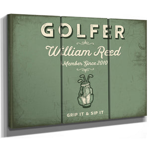 Personalized Golfer Sign, Grip It & Sip It, Sage & Forest, image 14