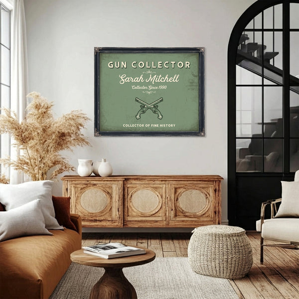 Personalized Gun Collector Sign, Collector of Fine History, Sage & Forest, image 4