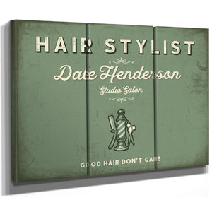 Personalized Hair Stylist Sign, Good Hair Don't Care, Sage & Forest, image 14