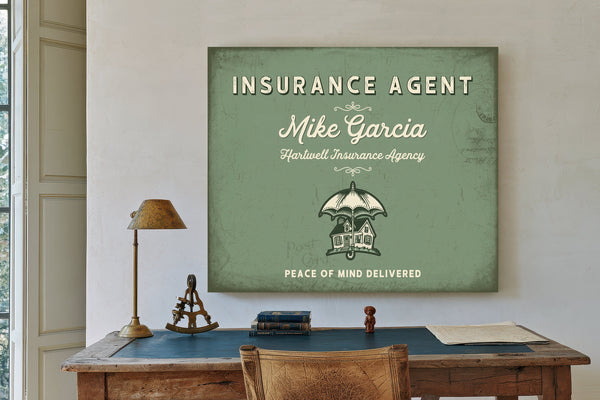 Personalized Insurance Agent Sign, Peace of Mind Delivered, Sage & Forest, image 2