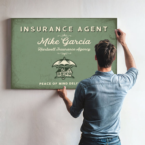 Personalized Insurance Agent Sign, Peace of Mind Delivered, Sage & Forest, image 9