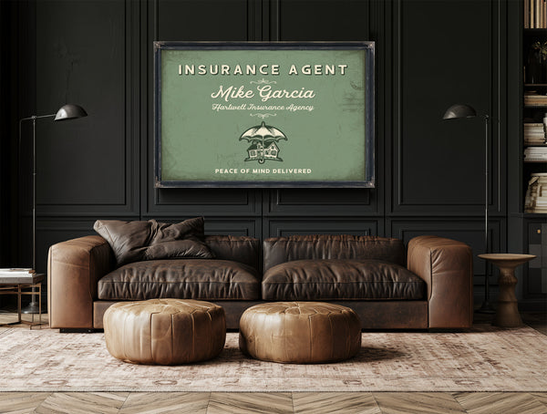 Personalized Insurance Agent Sign, Peace of Mind Delivered, Sage & Forest, image 17