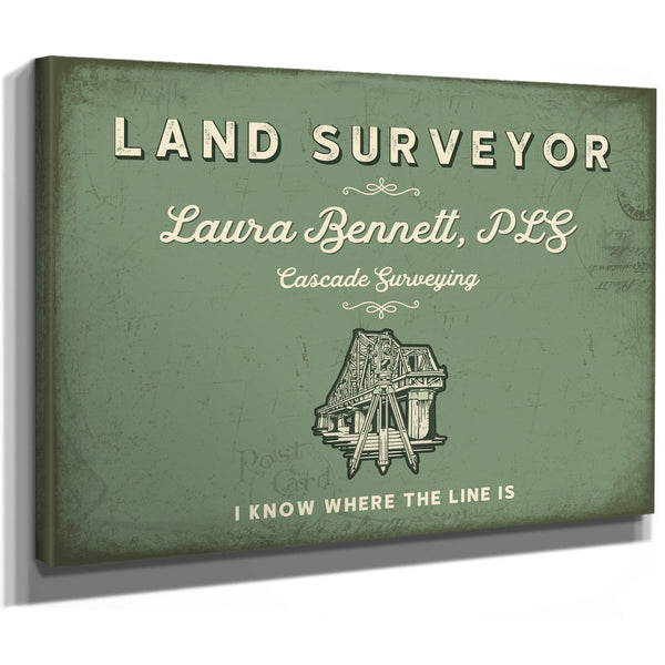 Personalized Land Surveyor Sign, I Know Where the Line Is, Sage & Forest, image 8