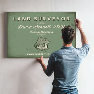 Personalized Land Surveyor Sign, I Know Where the Line Is, Sage & Forest, image 9