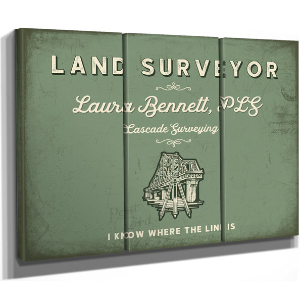 Personalized Land Surveyor Sign, I Know Where the Line Is, Sage & Forest, image 14