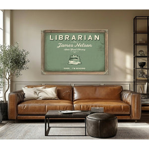 Personalized Librarian Sign, Shhh... I'm Reading, Sage & Forest, image 3