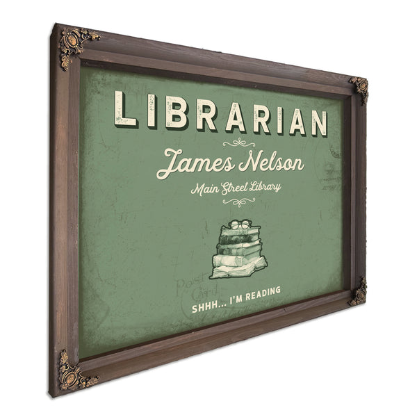 Personalized Librarian Sign, Shhh... I'm Reading, Sage & Forest, image 7