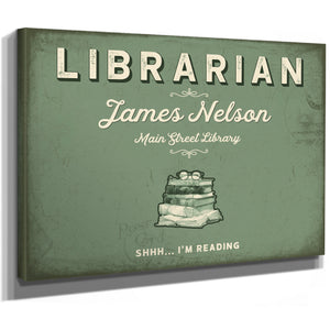 Personalized Librarian Sign, Shhh... I'm Reading, Sage & Forest, image 8