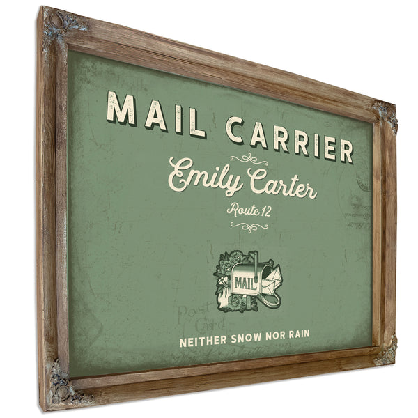 Personalized Mail Carrier Sign, Neither Snow Nor Rain, Sage & Forest, image 6