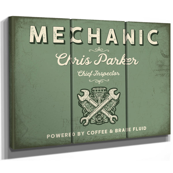 Personalized Mechanic Sign, Powered by Coffee & Brake Fluid, Sage & Forest, image 14