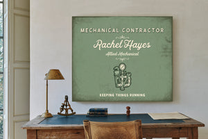 Personalized Mechanical Contractor Sign, Keeping Things Running, Sage & Forest, image 2