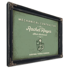 Personalized Mechanical Contractor Sign, Keeping Things Running, Sage & Forest, image 1