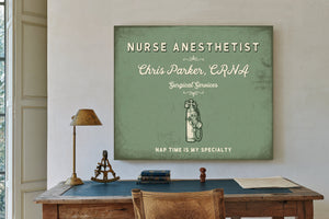 Personalized Nurse Anesthetist Sign, Nap Time Is My Specialty, Sage & Forest, image 2