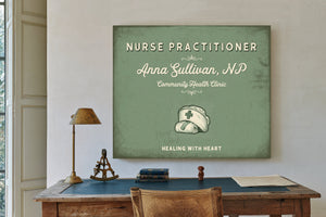 Personalized Nurse Practitioner Sign, Healing With Heart, Sage & Forest, image 2