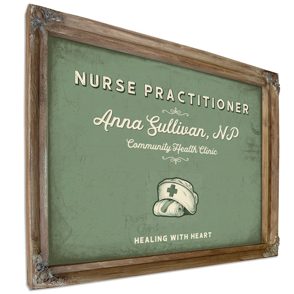 Personalized Nurse Practitioner Sign, Healing With Heart, Sage & Forest, image 6