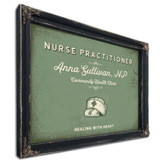Personalized Nurse Practitioner Sign, Healing With Heart, Sage & Forest, image 1