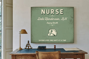 Personalized Nurse Sign, Saving Lives One Shift at a Time, Sage & Forest, image 2