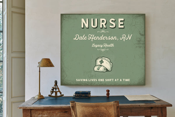 Personalized Nurse Sign, Saving Lives One Shift at a Time, Sage & Forest, image 2