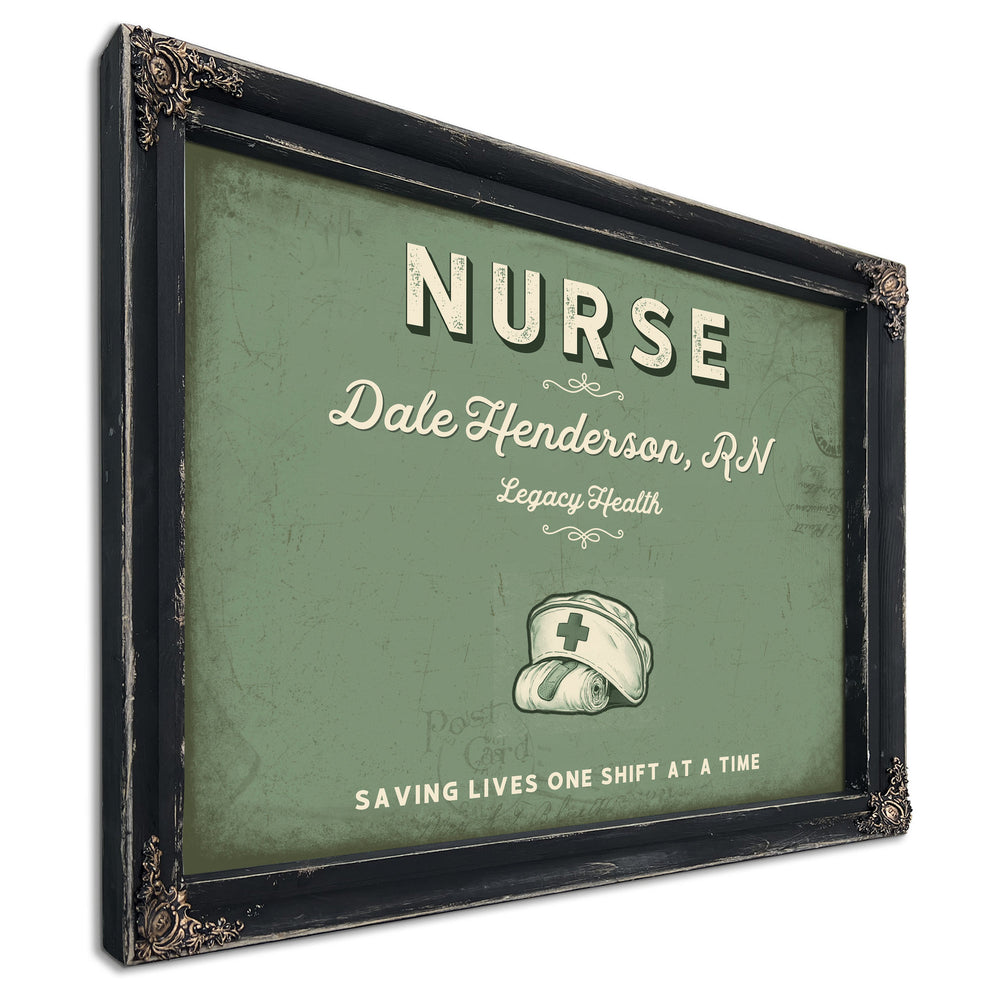 Personalized Nurse Sign, Saving Lives One Shift at a Time, Sage & Forest, image 1