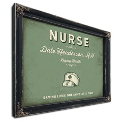 Personalized Nurse Sign, Saving Lives One Shift at a Time, Sage & Forest, image 1