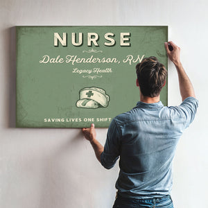Personalized Nurse Sign, Saving Lives One Shift at a Time, Sage & Forest, image 9