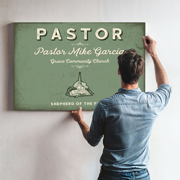 Personalized Pastor Sign, Shepherd of the Flock, Sage & Forest, image 9