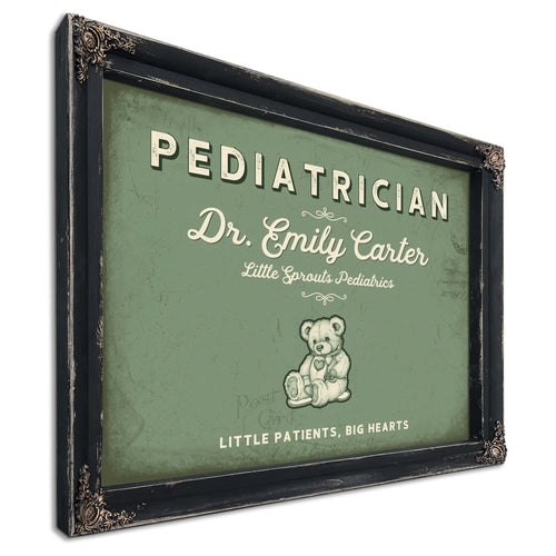 Personalized Pediatrician Sign, Little Patients, Big Hearts, Sage & Forest, image 1