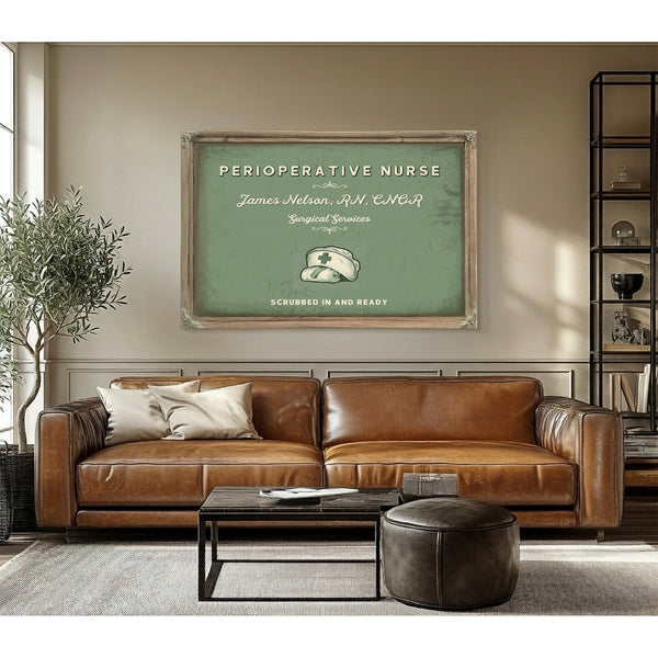 Personalized Perioperative Nurse Sign, Scrubbed In and Ready, Sage & Forest, image 3