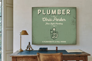 Personalized Plumber Sign, A Flush Beats a Full House, Sage & Forest, image 2