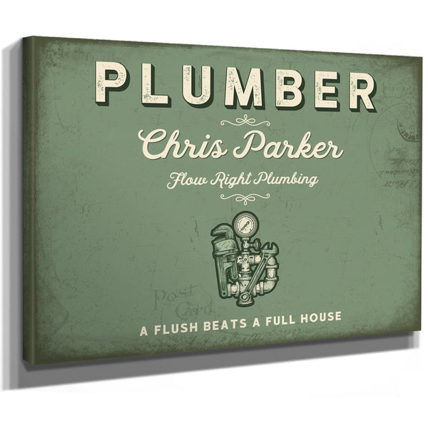 Personalized Plumber Sign, A Flush Beats a Full House, Sage & Forest, image 8