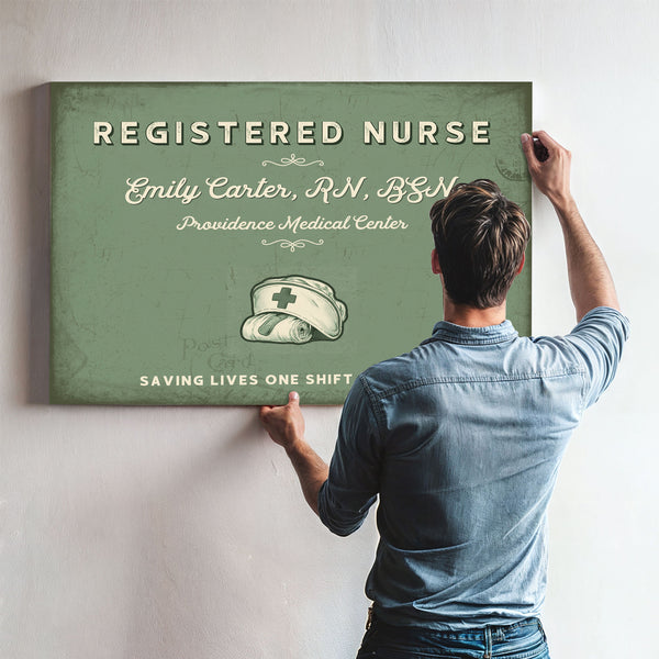 Personalized Registered Nurse Sign, Saving Lives One Shift at a Time, Sage & Forest, image 9