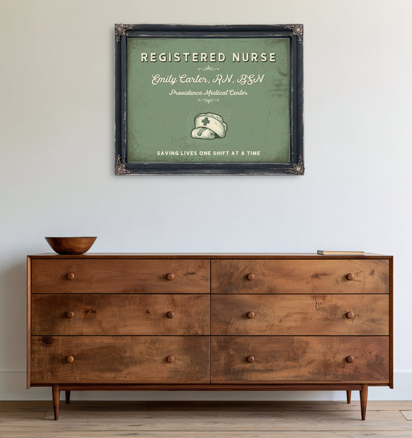 Personalized Registered Nurse Sign, Saving Lives One Shift at a Time, Sage & Forest, image 19