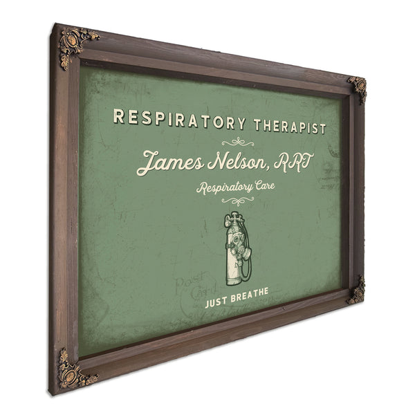 Personalized Respiratory Therapist Sign, Just Breathe, Sage & Forest, image 7