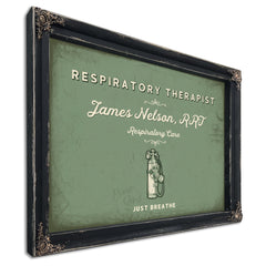 Personalized Respiratory Therapist Sign, Just Breathe, Sage & Forest, image 1