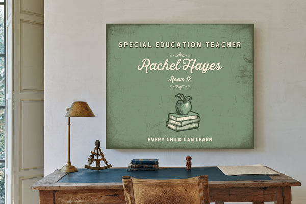 Personalized Special Education Teacher Sign, Every Child Can Learn, Sage & Forest, image 2