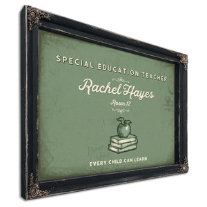 Personalized Special Education Teacher Sign, Every Child Can Learn, Sage & Forest, image 1
