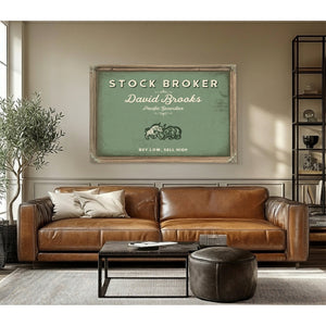 Personalized Stock Broker Sign, Buy Low, Sell High, Sage & Forest, image 3