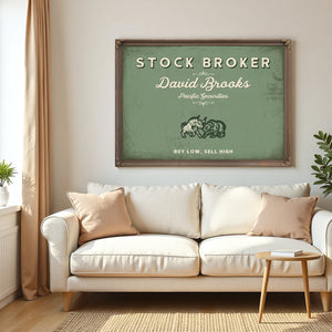 Personalized Stock Broker Sign, Buy Low, Sell High, Sage & Forest, image 5