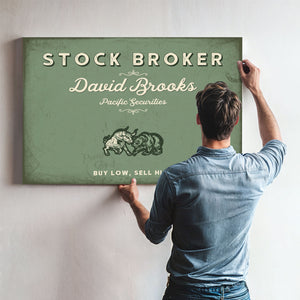 Personalized Stock Broker Sign, Buy Low, Sell High, Sage & Forest, image 9