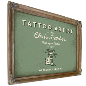 Personalized Tattoo Artist Sign, No Regrets, Just Ink, Sage & Forest, image 6
