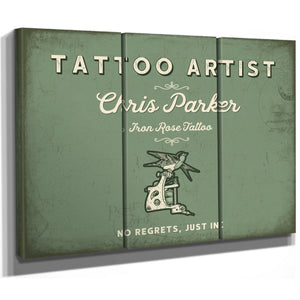 Personalized Tattoo Artist Sign, No Regrets, Just Ink, Sage & Forest, image 14
