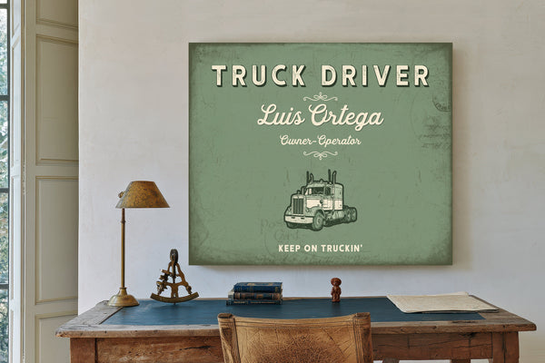 Personalized Truck Driver Sign, Keep On Truckin', Sage & Forest, image 2