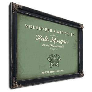 Personalized Volunteer Firefighter Sign, Answering the Call, Sage & Forest, image 1