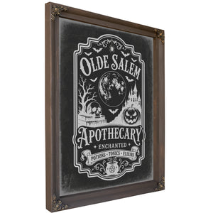 Olde Salem Apothecary Sign Halloween wall art, Bourbon frame