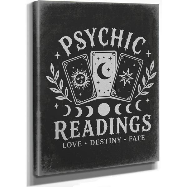 Psychic Readings Sign Halloween wall art, stretched canvas